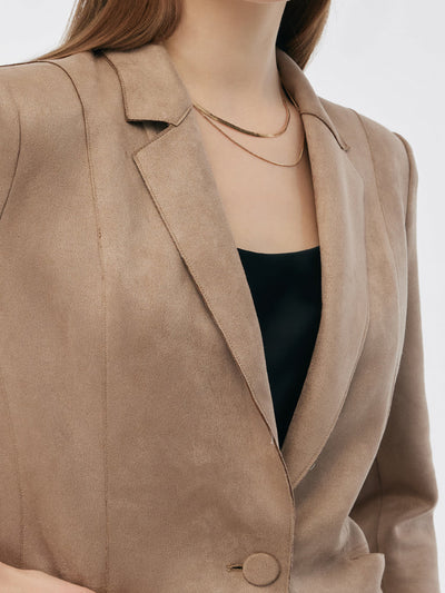 Mayfair™️ | Suede One Button 3/4 Sleeve Blazer