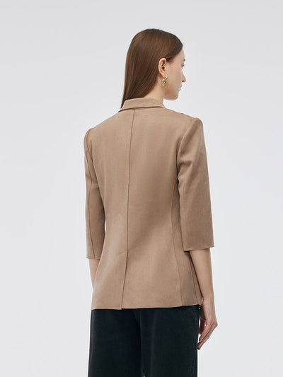 Mayfair™️ | Suede One Button 3/4 Sleeve Blazer
