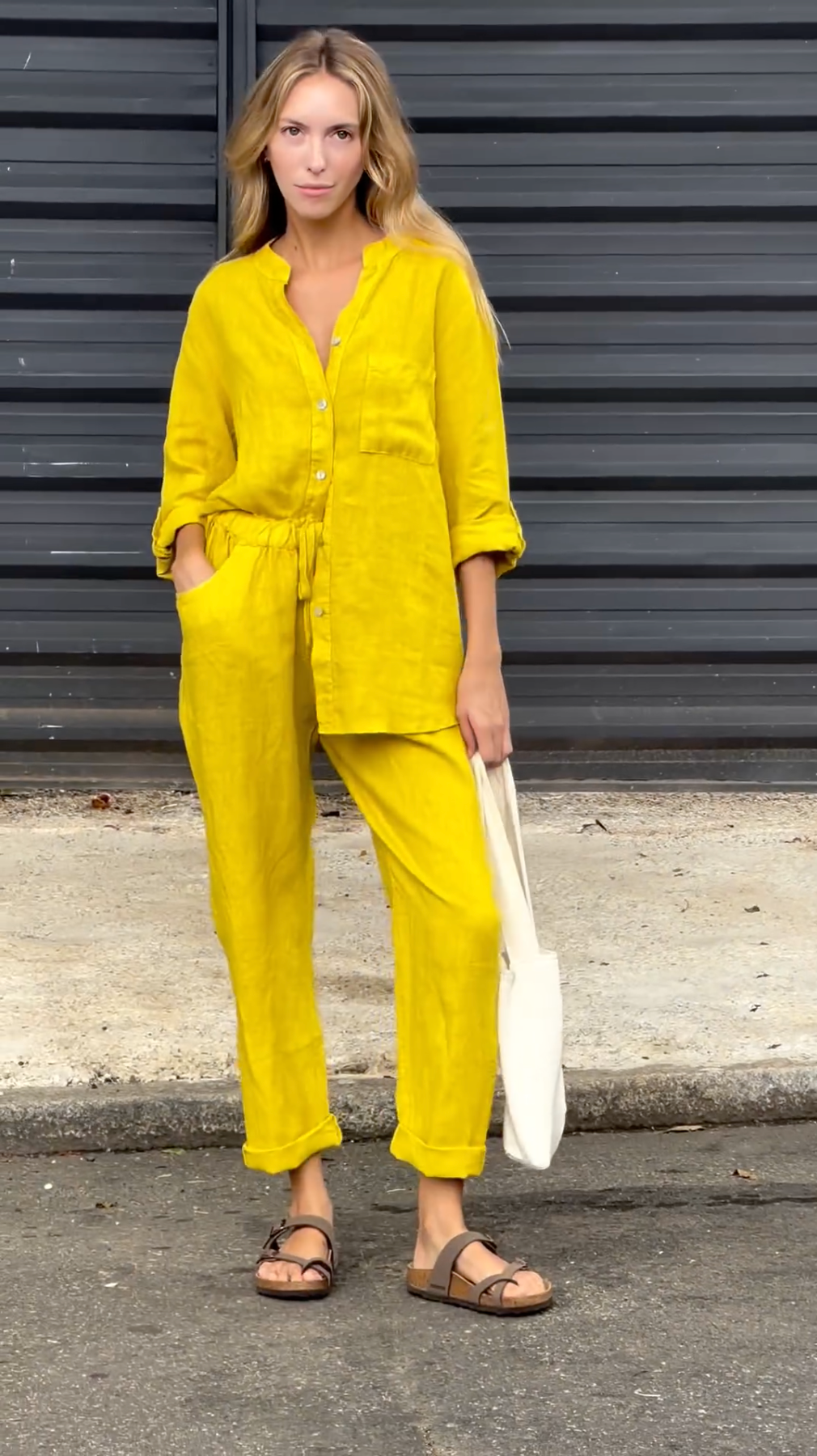 Mayfair™️ | Monica - Elegant Two-Piece Linen Shirt and Pants Set