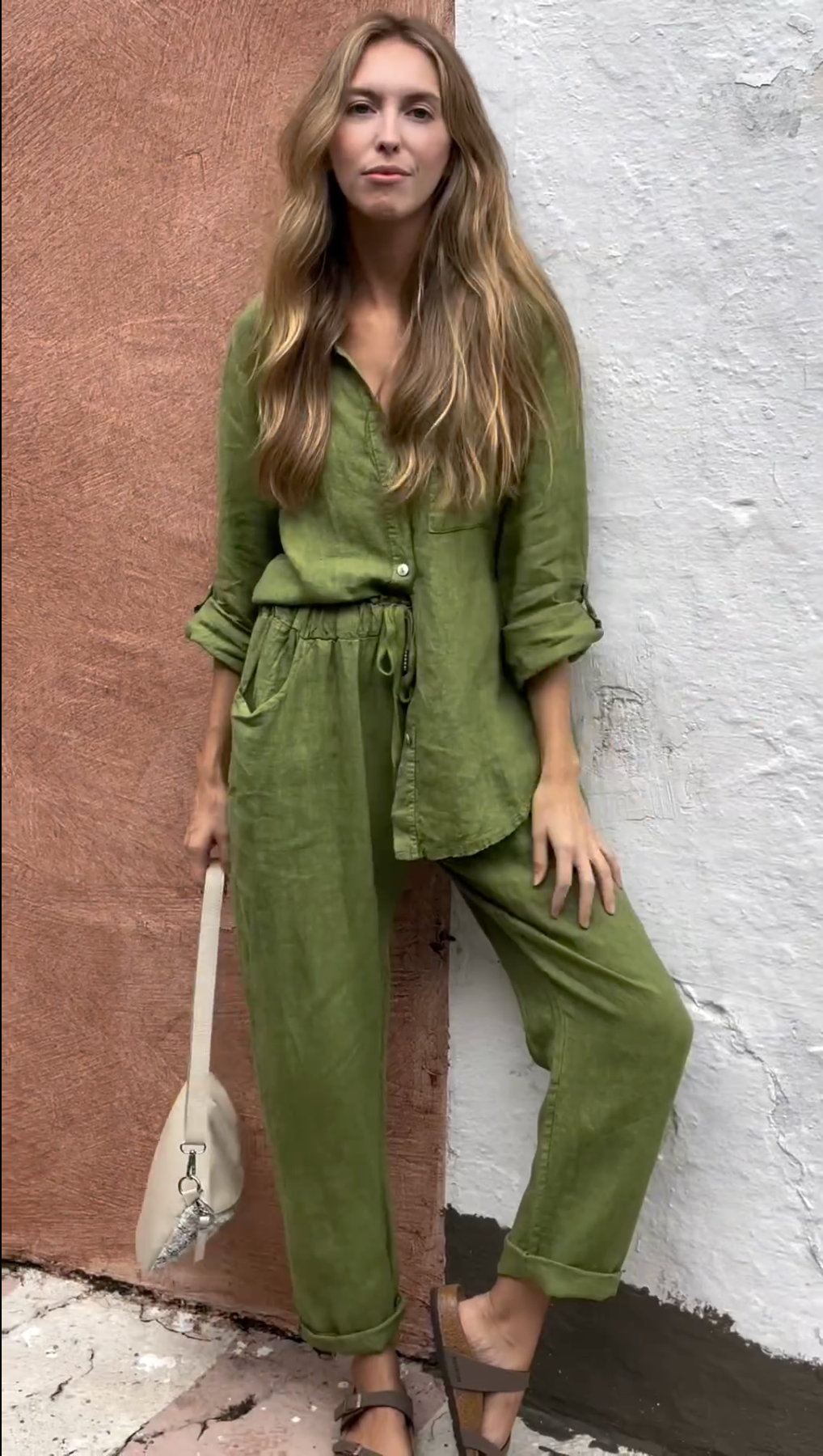Mayfair™️ | Monica - Elegant Two-Piece Linen Shirt and Pants Set