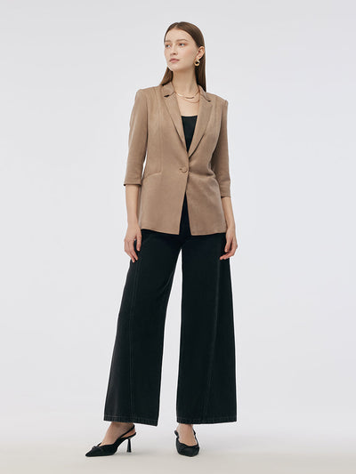 Mayfair™️ | Suede One Button 3/4 Sleeve Blazer