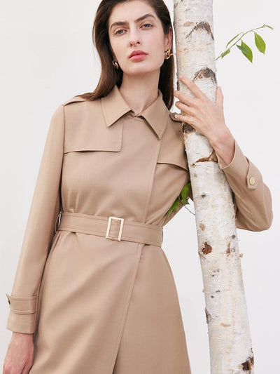 Mayfair™️| Woolen Trench Coat With Belt